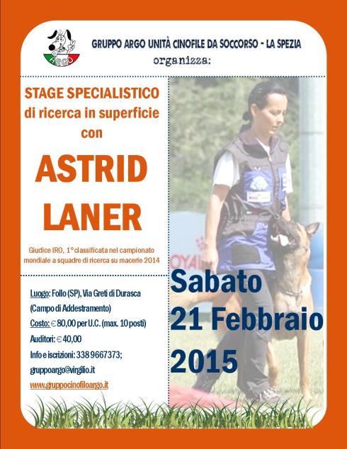 Stage con ASTRID LANER  Febbraio 2015